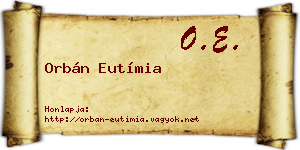 Orbán Eutímia névjegykártya